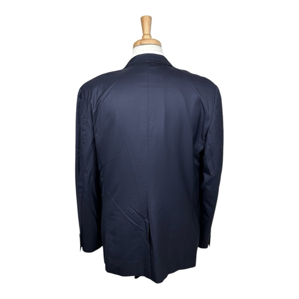Hickey Freeman Solid Blue 2-Btn Worsted Wool Mens… - image 4
